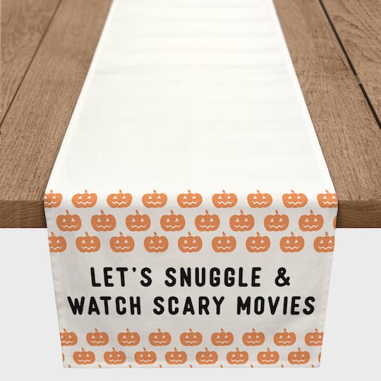 Snuggle and Watch Scary Movies 16&#x22; x 72&#x22; Cotton Twill Runner